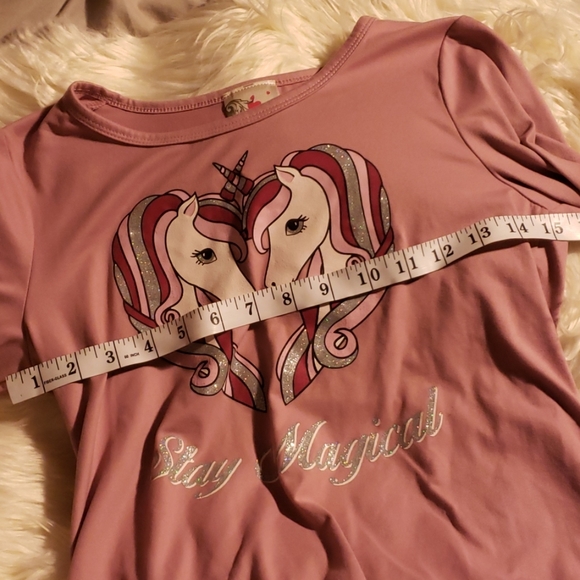 Jenna and Jessie Pink Unicorn "Stay Magical" Top - Picture 4 of 8